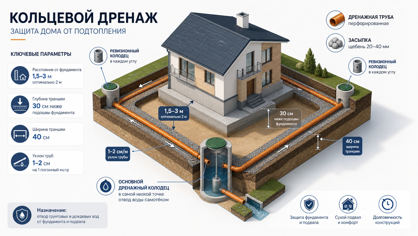 Дренаж на участке своими руками: пошаговая инструкция и схема