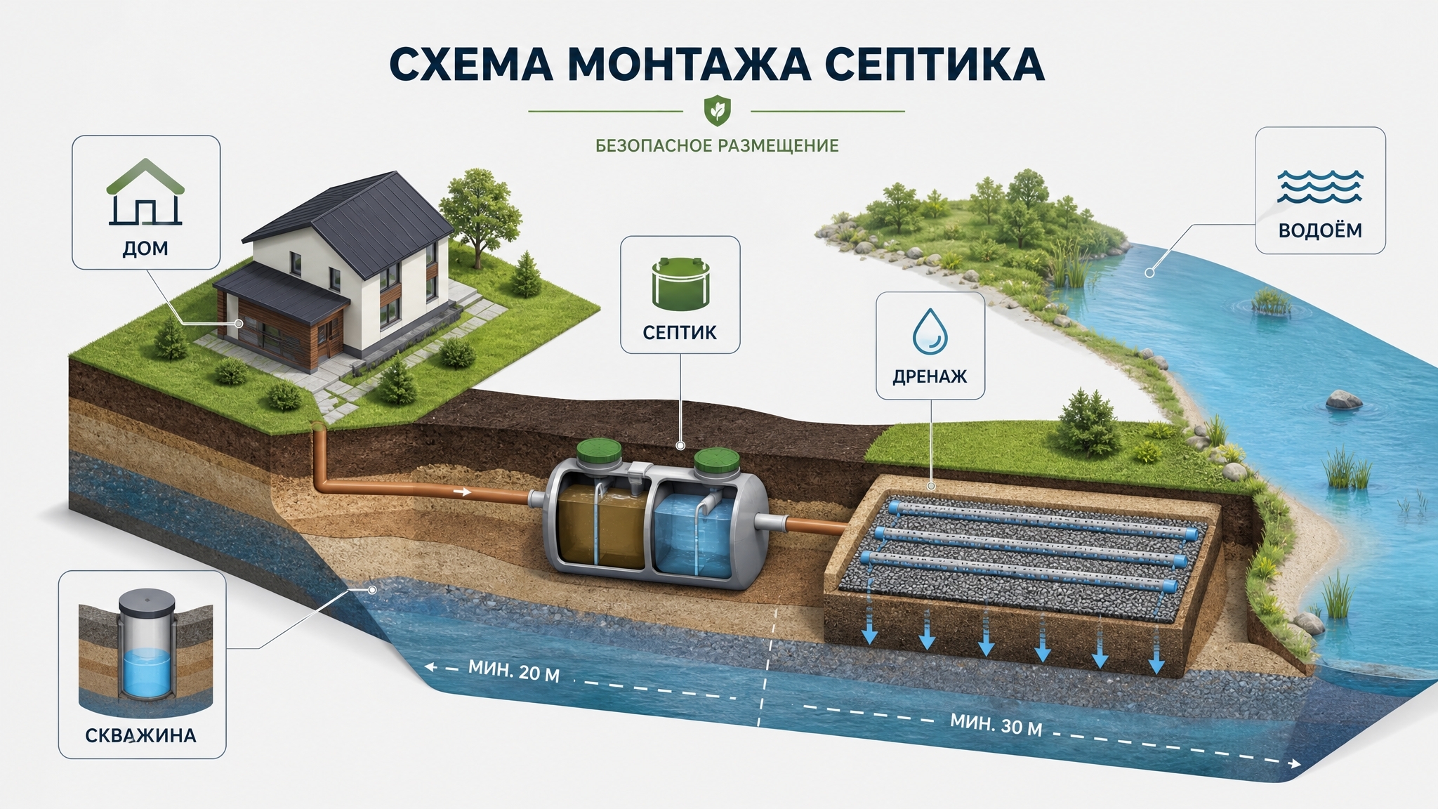 Септик для водоохранной зоны: требования, выбор и монтаж