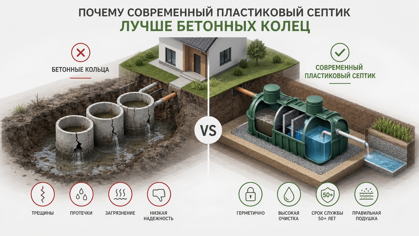 Септик или бетонные кольца: что выбрать для автономной канализации частного дома
